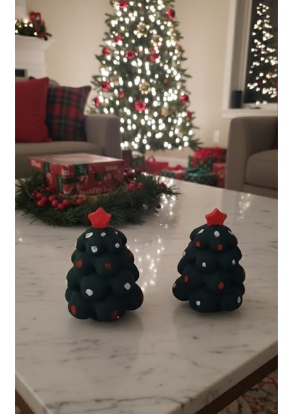 Ikili Dekoratif Çam Ağacı Obje Seti, El Yapımı Kış ve Yeni Yıl Temalı Masa Üstü Süs fiyatları