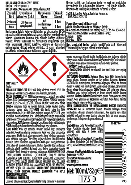 Off Max Sinekkovar Sprey 100 ml modelleri