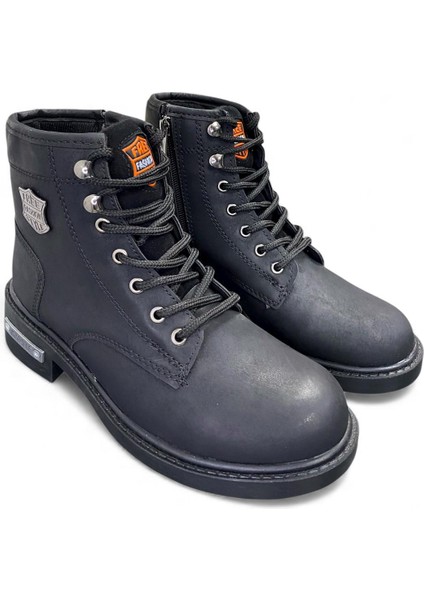 Darkworld Harley Modeli Kışlık Kauçuk Taban Bot Unisex Postal Bot Siyah