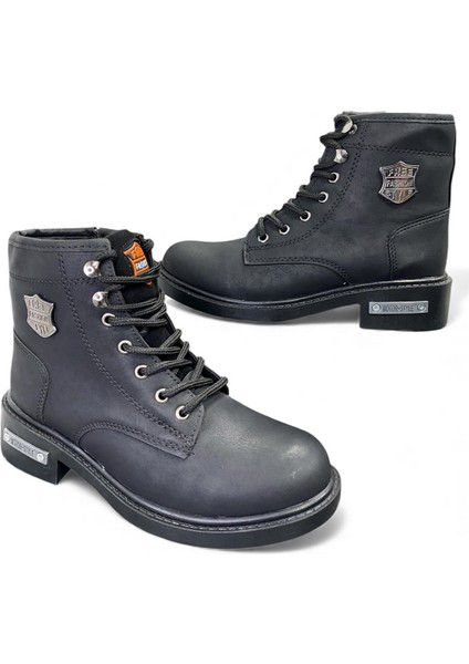 Darkworld Harley Modeli Kışlık Kauçuk Taban Bot Unisex Postal Bot Siyah