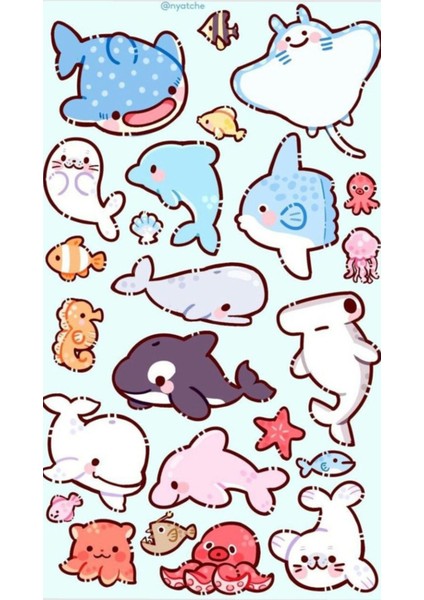 Balıklar Telefon Laptop Notebook Tablet Defter Matara Stiker Etiket ST2259