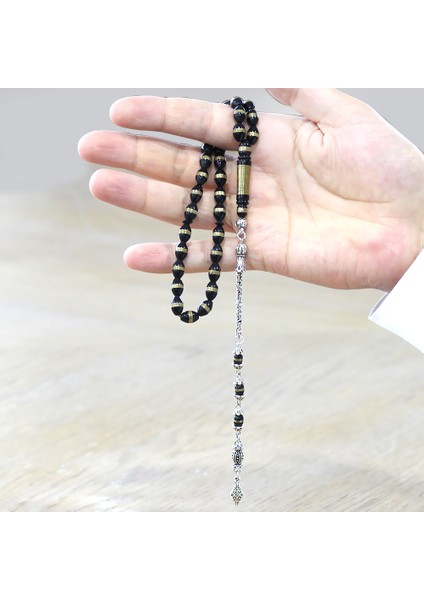 Kararmaz Metal Arnavut Zincir Püsküllü Pirinç Sarmal Arpa Kesim Siyah Kuka Tesbih modelleri