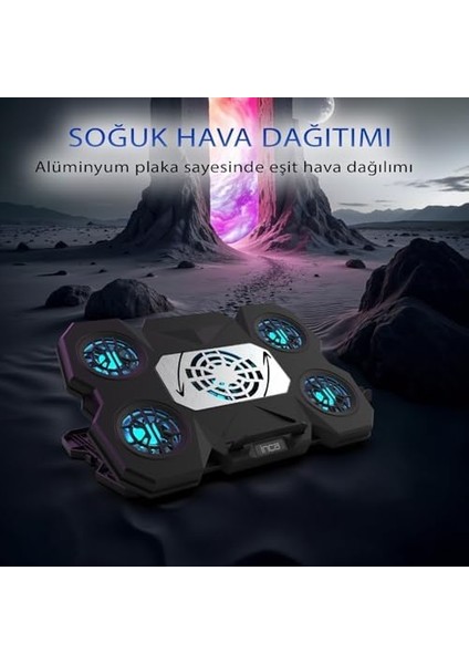 INC-614GMT Empousa 1X100+4X70MM Fan 2600RPM 2xusb Gamıng 9 "-17" Yüksek Hızlı 5 Adet Fan, Plaka Ile Kontrollü Soğutma, Yüksek Devir Hızı, 5 Kademeli Ayarı modelleri