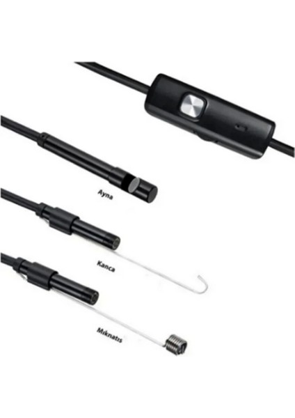 Endoskop Yılan Video Kamera Led’li 5 Metre 7 mm Sert Kablo Yüksek Kaliteli Stereo - Lisinya