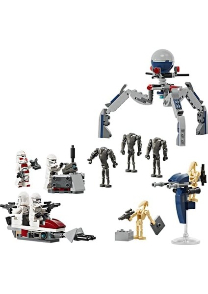 Klon Trooper ve Savaş Droidi Savaş Paketi Seti 75372 – 7 Yaş ve Üzeri Kız ve Erkek Çocuklar Için 4 Minifigür ve 5 Droid Içeren Oyuncak Yapım Seti, Doğum Günü Hediyesi Fikri (215 Parça) modelleri