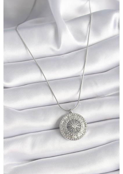 316L Çelik Gümüş Renk Zirkon Taşlı 12 Burç Madalyon Model Kadın Kolye - Lisinya fiyatları