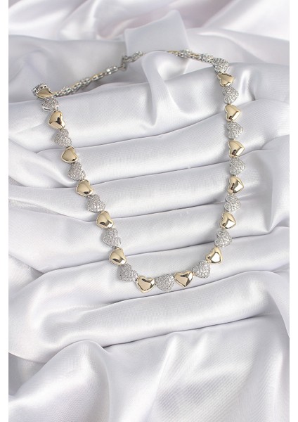 Pirinç Mix Renk Zirkon Taşlı Kalp Model Vıp Exclusive Seri Kadın Kolye - Lisinya fiyatları