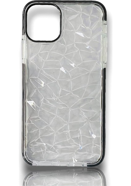 11 Pro Max Uyumlu Kılıf Transparan Prisma Yükseltili Yüzeyli Kenar Airbagli Şeffaf Kapak - Siyah