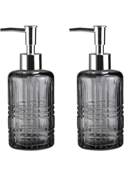 Seti Cam Sıvı Sabunluk 2 Adet,kristal Desenli Gri 300ML 6,8X17,6CM