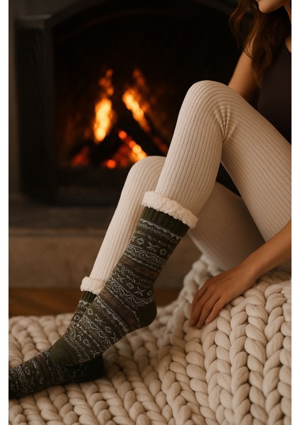 Kadın Çift Yüzey Teknolojili Astar Içli Kalın Yün Çorap – Cozy Kışlık Çorap