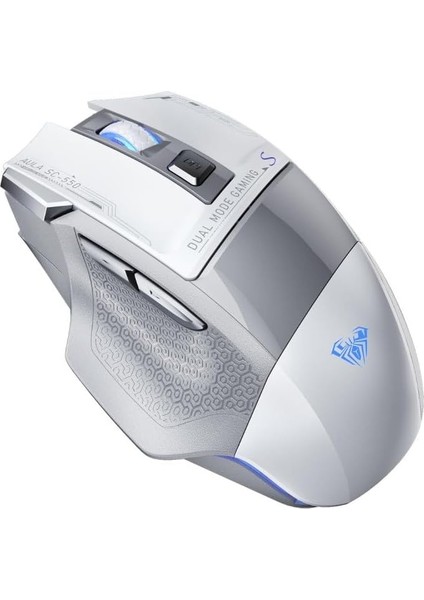 SC550 Çift Modlu 4800DPI 7 Tuşlu Makrolu 2.4ghz Kablosuz ve Kablolu Şarj Edilebilir Optik Rgb Oyuncu Gaming Mouse Beyaz