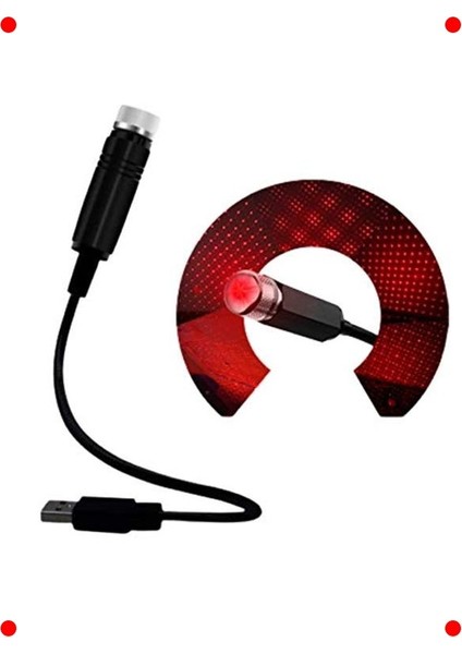 Araç Içi Kırmızı USB Ortam Aydınlatma Lambası LED