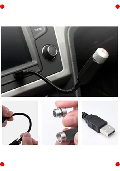 Araç Içi Kırmızı USB Ortam Aydınlatma Lambası LED fırsatları
