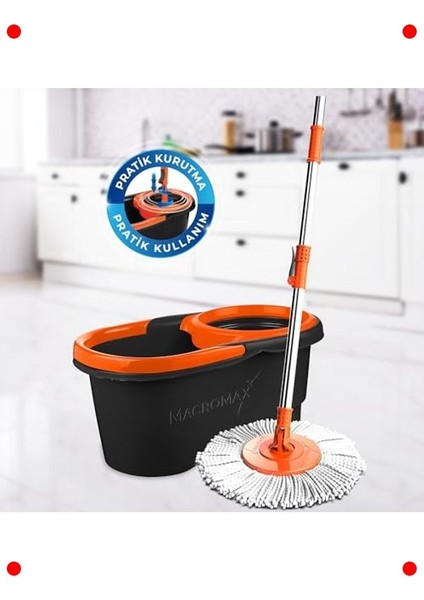 Pedalsız Döner Sıkmalı Mikrofiber Otomatik Paspas Seti fiyatları