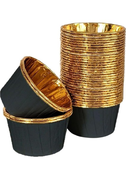 Hediye Sepeti 25&apos;li Siyah Muffin Kek Kalıbı, Kek Kapsülü Kalıbı, Airfryer Uyumlu