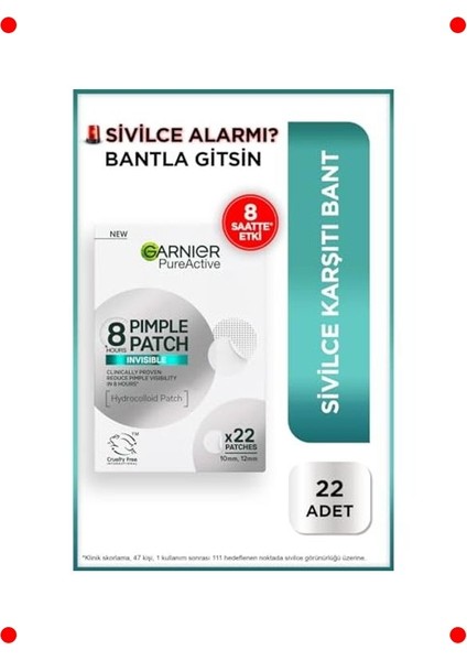 Hidrokolloid Sivilce Bandı Şeffaf 22 Adet modelleri