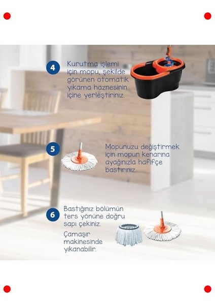 Pedalsız Döner Sıkmalı Mikrofiber Otomatik Paspas Seti fırsatları