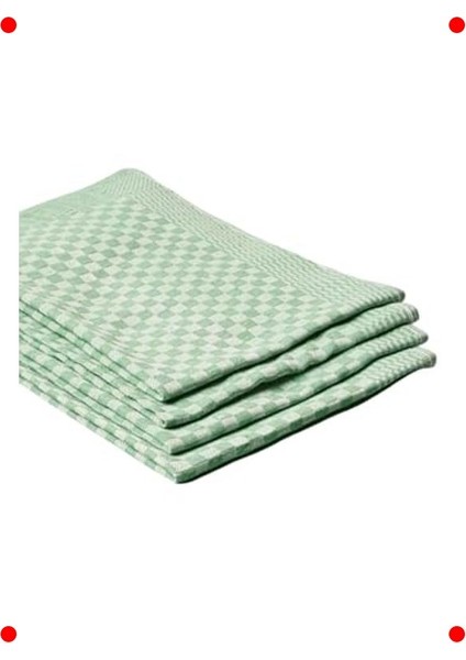 4'lü Yeşil Dama Desenli Mutfak Havlusu 40X60 cm