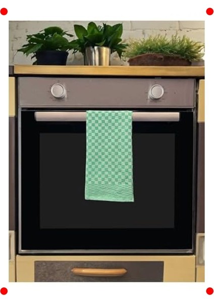 4'lü Yeşil Dama Desenli Mutfak Havlusu 40X60 cm fırsatları