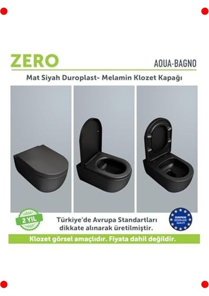 Mat Siyah Yavaş Kapanan Klozet Kapağı (Duroplast) fiyatları