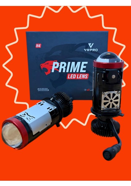 H4 Mercekli LED Zenon Prime 60W Güç 23.000 Lümen LED Zenon Şimşek Etkili 12-24V Uzun Ömürlü Güçlü Çizgisel Odak