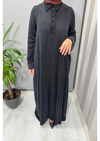 Gömlek Yaka Cupro Elbise Siyah T26K-4002 fırsatları