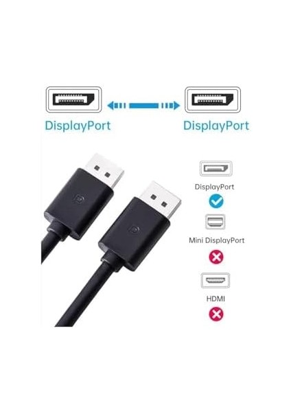 Dp2 Display To Display Kablo 4K (60Hz) 1.2 V (1.8m) - 4K Displayport Kablosu, Erkek-Erkek Ekran Bağlantı Nokta Kablosu Dizüstü Masaüstü Monitör Için Uyumlu modelleri