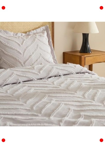 Tek Kişilik Geo Desenli Yatak Örtüsü Takımı Gri indirimleri