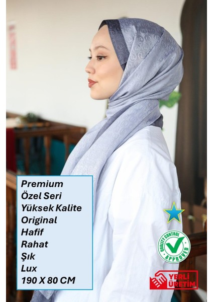 Premium Lux Original Monogram Şal (Ipek Vual, Özel Seri, Yüksek Kalite, Hafif, Rahat, Şık, Tesettür Giyim, Shawl, Hijab)