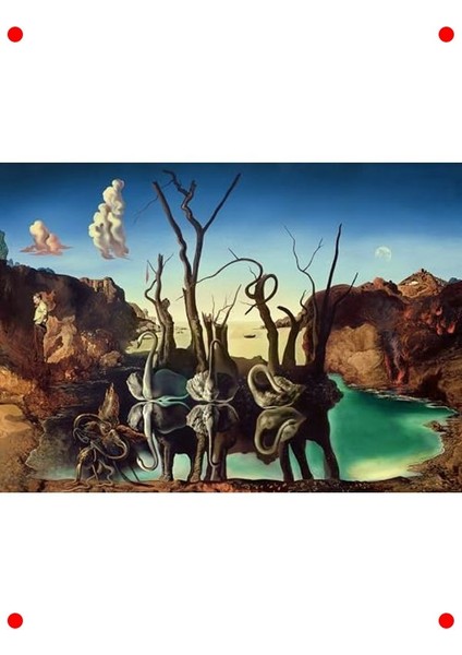 Sürrealist Kuğular ve Filler Temalı Yapboz - 1000 Parça