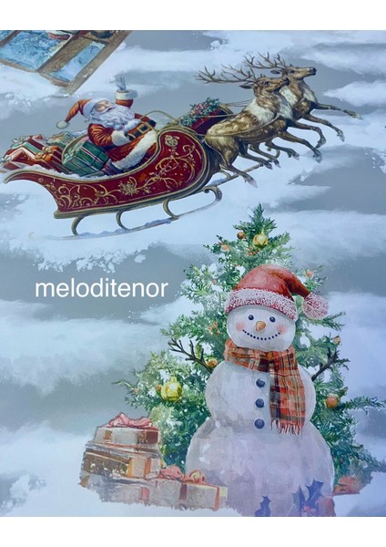 Geyik Noel Baba Kardan Adam Yılbaşı Ağacı ile Yeni Yıl Konsepti Pvc Muşamba Masa Örtüsü fiyatları