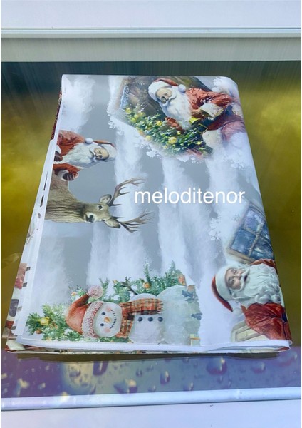 Geyik Noel Baba Kardan Adam Yılbaşı Ağacı ile Yeni Yıl Konsepti Pvc Muşamba Masa Örtüsü fırsatları