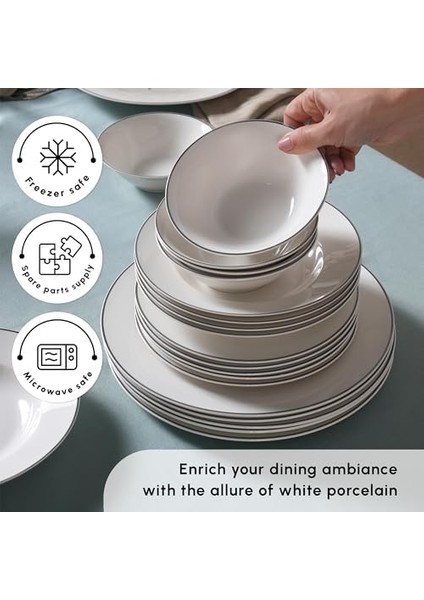 Rebeca 24 Parça 6 Kişilik Yemek Takımı Platin fiyatları