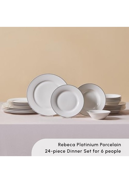 Rebeca 24 Parça 6 Kişilik Yemek Takımı Platin modelleri