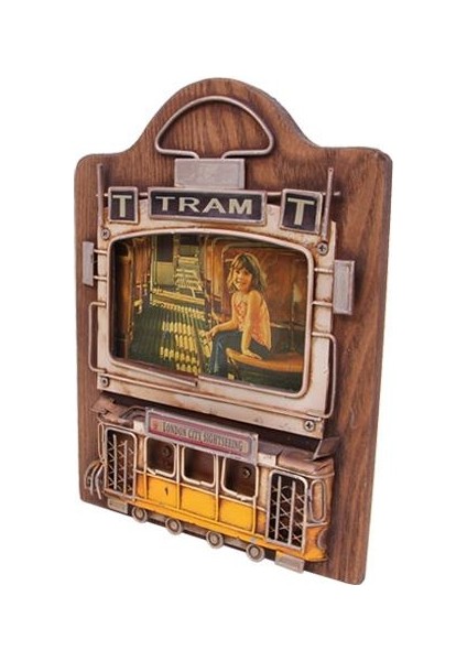 Dekoratif Metal Çerçeve Tramvay Dekorlu Vintage Hediyelik modelleri