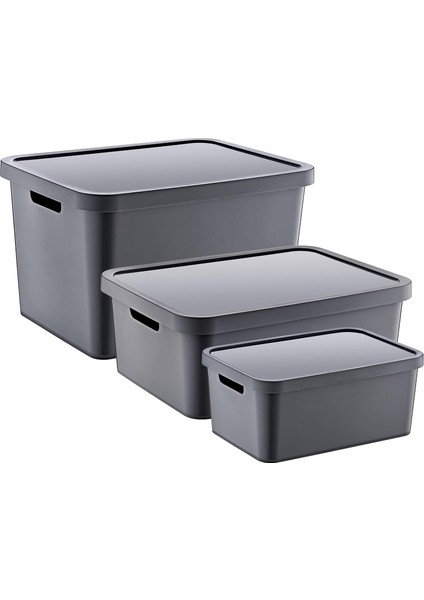 3&apos;lü Set Stafi Kapaklı Kutu (4,5-12-18 Lt)