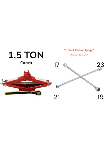 Kriko ve Cırcırlı Bijon Anahtarı Seti | 1.5 Ton Makas Kriko | 1. Sınıf Karbon Çeliği | Maksimum Dayanıklılık fiyatları