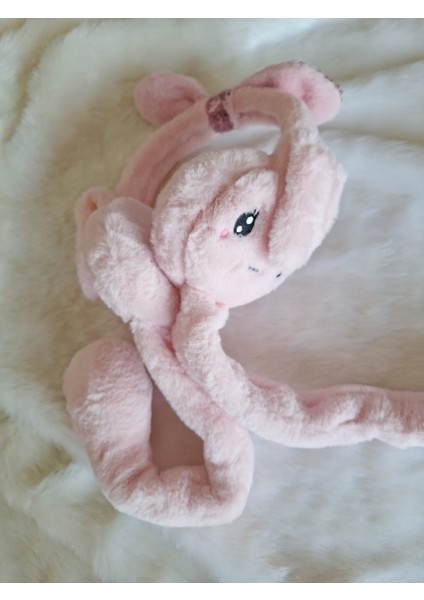 Peluş Tavşan Kulaklı Hareketli Yumuşak Sıcak Tutan Kulaklık