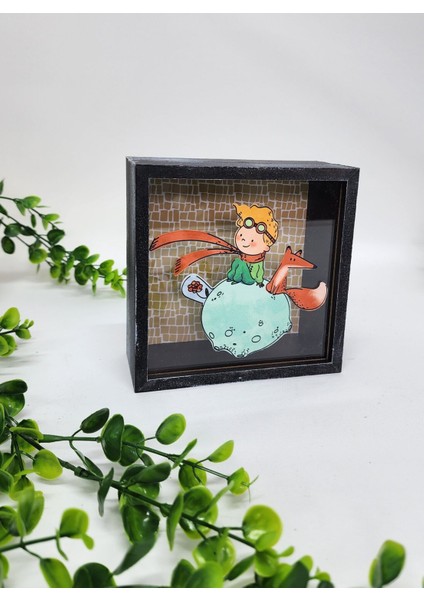 Küçük Prens Desenli Kumbara Ahşap Hazneli Hediyelik Kumbara