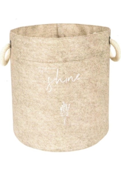 Haus Keçe Kulplu Yuvarlak Düzenleyici Sepet - Çok Amaçlı Saklama Organizer Kutu Maxi