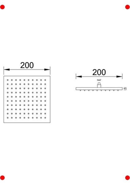 Kare Slim Tepe Duş Başlığı - Paslanmaz Metal (20X20 Cm) indirimleri