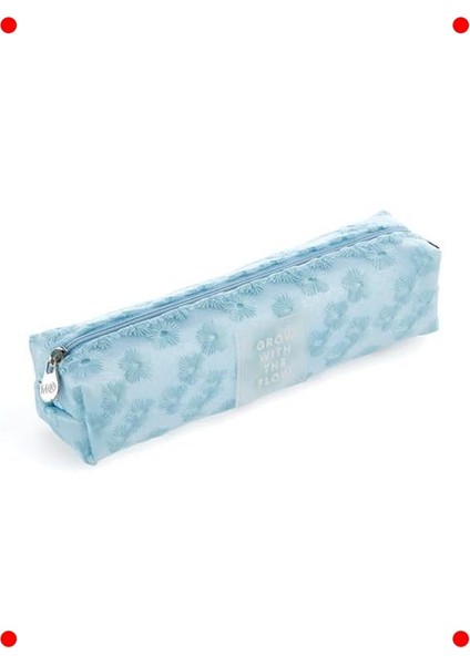 Mavi Çiçek Işlemeli Kalem Çantası