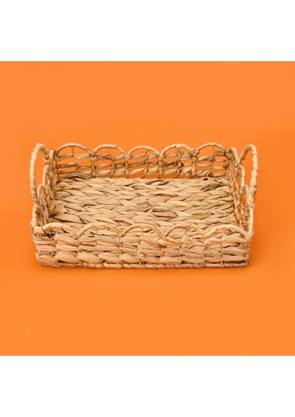 Su Sümbülü Dekoratif Tepsi - Kahverengi - 35X28 cm