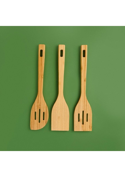 3'lü Bambu Spatula Seti - Krem