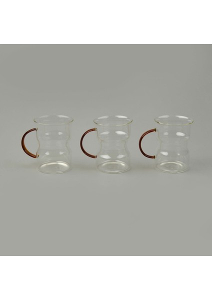 Keyif 3'lü Renkli Kulplu Cam Kupa - Renkli - 200 ml