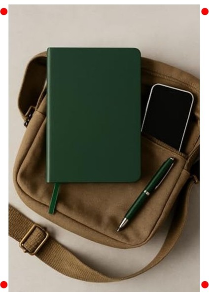 Yeşil Termo Deri Kapaklı Noktalı A5 Defter