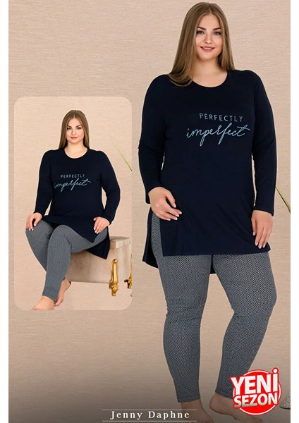 Lady Büyük Beden Gri Renkli Pijama Uzun Kollu Bisiklet Yakalı Dar Paçalı Viskon Kumaş Pijama Takımı fiyatları