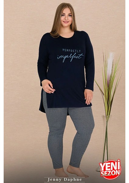 Lady Büyük Beden Gri Renkli Pijama Uzun Kollu Bisiklet Yakalı Dar Paçalı Viskon Kumaş Pijama Takımı modelleri