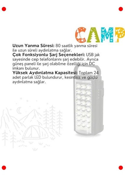 24 LED Taşınabilir Kamp Feneri & Işıldak indirimleri