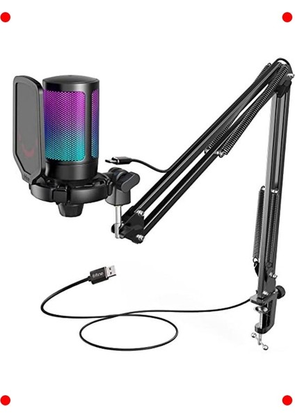 USB Yayıncı Mikrofon Seti - Siyah (A6T)